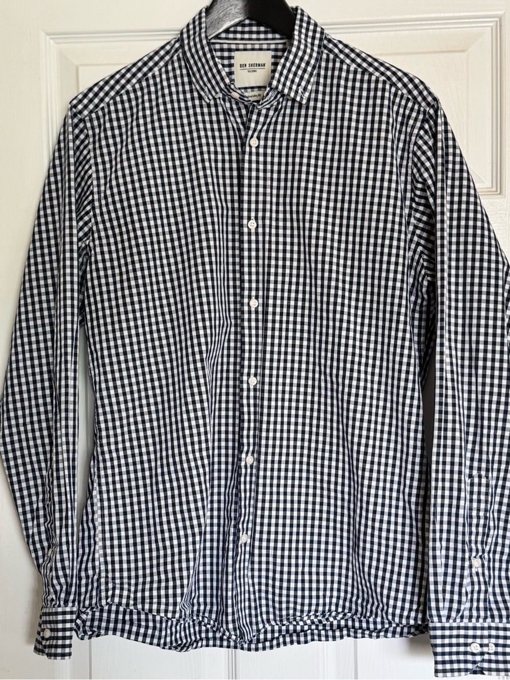 Ben Sherman Tailoring Navy & White Gingham Button-Down Shirt